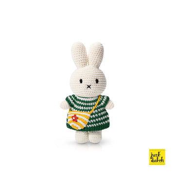 Miffy 米飛和她的綠色細條紋洋裝+小花包