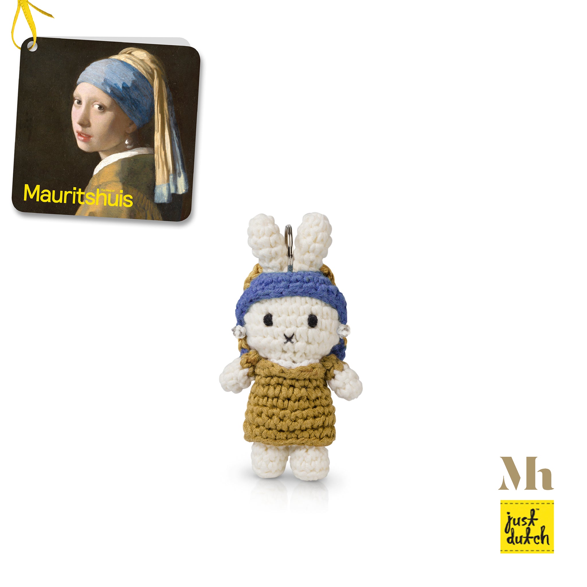 Miffy 米飛 手工編織 鑰匙圈 - 戴珍珠耳環的少女