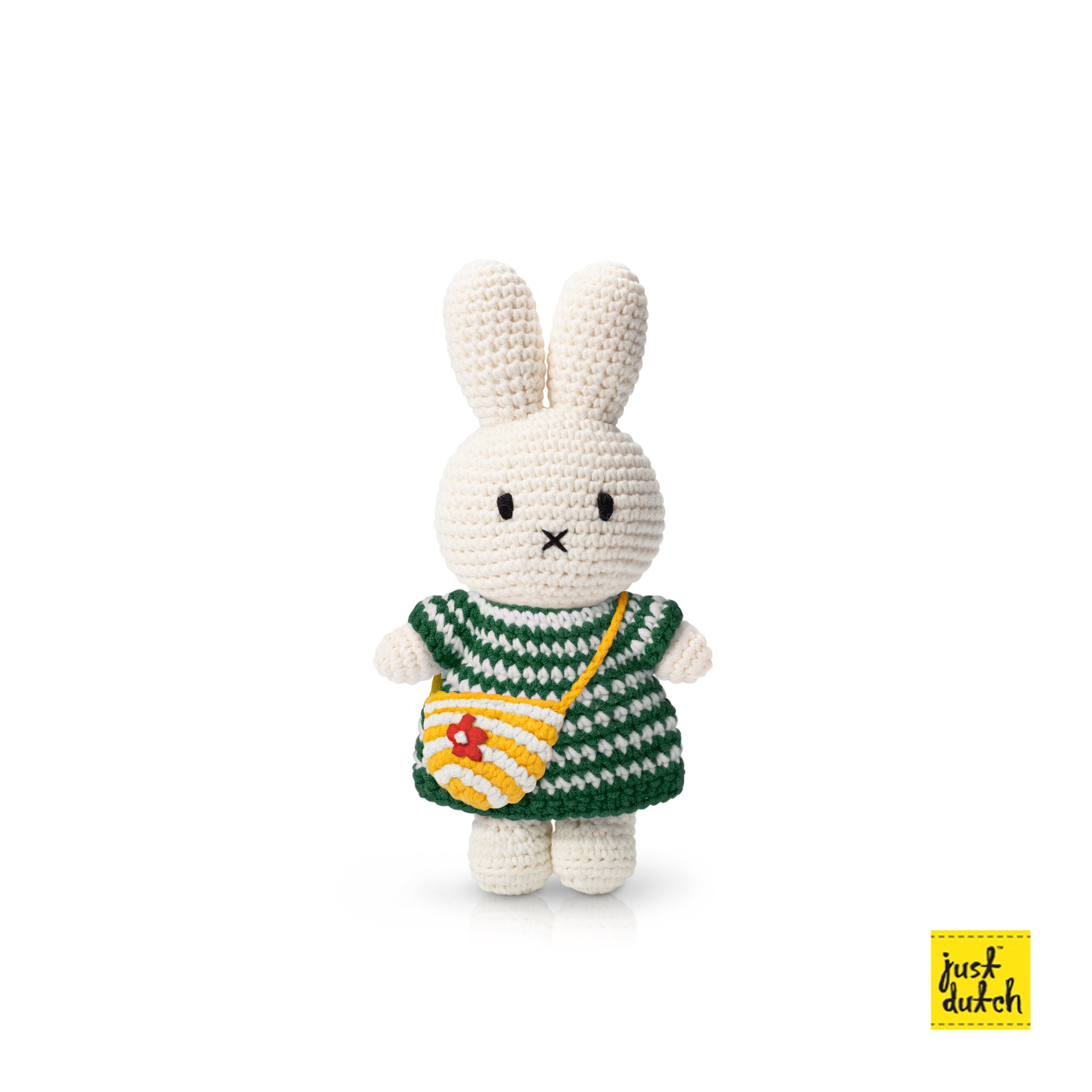 Miffy 米飛和她的綠色細條紋洋裝+小花包